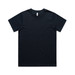 A black classic T-shirt featuring a round neck and short sleeves, also with a branded label.