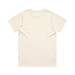 A plain cream-coloured t-shirt with a classic crew neckline and short sleeves. It features a logo on the label.