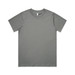 A grey t-shirt with a classic crew neckline and short sleeves. It has a logo on the label. A grey t-shirt with a classic crew neckline and short sleeves. It has a logo on the label.