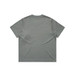 A grey, short-sleeved T-shirt featuring a plain back and a logo.