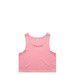 A pink crop singlet featuring a simple design and a label at the neckline. A pink crop singlet featuring a simple design and a label at the neckline.