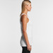 A white singlet displayed on a model, featuring a fitted design and a simple shoulder strap style.