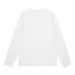 A long-sleeve tee in white with a simple, minimalist design and a small logo.