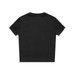 A black T-shirt with a simple design and a logo on the label. The back is plain without any graphics.