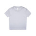 A light grey short-sleeve T-shirt with a crew neck and a tag, featuring a logo on the inside label.