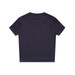 A dark navy T-shirt with a crew neck and short sleeves, featuring a logo on the back.