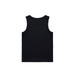 A black organic rib tank top with a simple design and no visible embellishments, featuring a logo on the back.