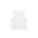A plain white rib crop tank top with a classic singlet style and a branding logo. A plain white rib crop tank top with a classic singlet style and a branding logo.