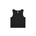 A black organic rib crop tank top with a sleeveless design and a small logo. Suitable for casual wear. A black organic rib crop tank top with a sleeveless design and a small logo. Suitable for casual wear.