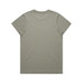 A faded olive green t-shirt with a plain back, featuring a logo. A faded olive green t-shirt with a plain back, featuring a logo.
