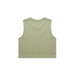 A sleeveless crop tank in a soft green colour, featuring a plain back and a subtle branding logo. A sleeveless crop tank in a soft green colour, featuring a plain back and a subtle branding logo.
