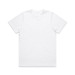 A white t-shirt with a classic crew neck design and short sleeves, featuring a logo.