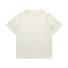 A plain cream heavy T-shirt with short sleeves and a regular fit, featuring a logo on the label.
