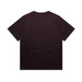 A dark purple t-shirt with a relaxed fit and short sleeves, featuring a branding logo.