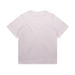 A plain white t-shirt featuring a simple design, with no visible branding or logos on the back.