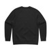 A black sweater with a simple, unadorned design and a logo on the back. A black sweater with a simple, unadorned design and a logo on the back.