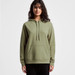 An olive green hoodie with a front pocket and adjustable drawstring hood. The model is standing and facing forward. An olive green hoodie with a front pocket and adjustable drawstring hood. The model is standing and facing forward.