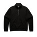 A black half zip crew jumper featuring a fleece fabric and a zipper at the neck. It has a simple design and a logo. A black half zip crew jumper featuring a fleece fabric and a zipper at the neck. It has a simple design and a logo.