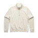 A cream half zip crew jumper with a smooth texture and long sleeves, featuring a logo on the front. A cream half zip crew jumper with a smooth texture and long sleeves, featuring a logo on the front.