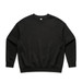 A black sweater with long sleeves and a crew neckline. It features a plain design and has a logo on the front. A black sweater with long sleeves and a crew neckline. It features a plain design and has a logo on the front.