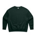 A dark green crew jumper with a relaxed fit and long sleeves, featuring a simple design. A dark green crew jumper with a relaxed fit and long sleeves, featuring a simple design.