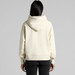 A cream-coloured hoodie with a large hood, shown from the back. It features a logo on the back. A cream-coloured hoodie with a large hood, shown from the back. It features a logo on the back.