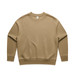 A tan crew jumper with a relaxed fit and a logo on the front. A tan crew jumper with a relaxed fit and a logo on the front.