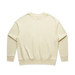 A cream-coloured crew jumper with long sleeves and a round neckline, featuring a logo. A cream-coloured crew jumper with long sleeves and a round neckline, featuring a logo.
