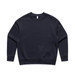 A navy blue fleece jumper with a round neckline and long sleeves. It features a blank design and has a branding logo. A navy blue fleece jumper with a round neckline and long sleeves. It features a blank design and has a branding logo.