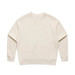 A cream-coloured jumper with long sleeves, featuring a simple design and a logo on the front. A cream-coloured jumper with long sleeves, featuring a simple design and a logo on the front.