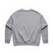 A grey jumper with a classic crew neck and long sleeves, featuring a simple design on the back. A grey jumper with a classic crew neck and long sleeves, featuring a simple design on the back.