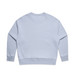 A light blue jumper with long sleeves and a crew neck. The back is plain and features a logo. A light blue jumper with long sleeves and a crew neck. The back is plain and features a logo.