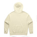 A cream-coloured hoodie with a full back view, featuring a hood and ribbed cuffs. It has a logo. A cream-coloured hoodie with a full back view, featuring a hood and ribbed cuffs. It has a logo.