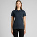 A dark navy polo shirt for women with a collar, featuring a branding logo. A dark navy polo shirt for women with a collar, featuring a branding logo.