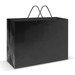 A black laminated carry bag, extra large, with dual black handles. A black laminated carry bag, extra large, with dual black handles.