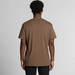 A brown organic T-shirt, featuring a standard crew neck and short sleeves, displayed from the back. A brown organic T-shirt, featuring a standard crew neck and short sleeves, displayed from the back.