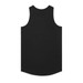 A black singlet with a round neckline and no sleeves, featuring a logo on the back. A black singlet with a round neckline and no sleeves, featuring a logo on the back.