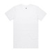 A white organic t-shirt with short sleeves, featuring a logo at the neckline.