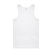 A white singlet with a plain back, featuring a logo at the neckline.