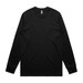 A black long-sleeved t-shirt featuring a simple design and a brand logo. A black long-sleeved t-shirt featuring a simple design and a brand logo.