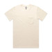 A beige classic pocket t-shirt featuring a chest pocket and a plain design. It has a small logo on the label. A beige classic pocket t-shirt featuring a chest pocket and a plain design. It has a small logo on the label.