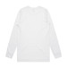 A long-sleeve white T-shirt featuring a plain back and fitted sleeves. It has a small logo.
