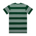 A green T-shirt featuring classic white quad stripes and a logo on the back. A green T-shirt featuring classic white quad stripes and a logo on the back.