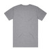 A grey t-shirt with short sleeves and a simple design, featuring a logo on the back. A grey t-shirt with short sleeves and a simple design, featuring a logo on the back.