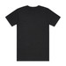 A black t-shirt with a plain back and a standard fit, featuring a logo on the label. A black t-shirt with a plain back and a standard fit, featuring a logo on the label.