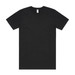 A black t-shirt with a simple design and a logo on the neckline area. A black t-shirt with a simple design and a logo on the neckline area.