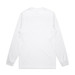 A white long-sleeve t-shirt featuring a plain back design and cuffs. It has a logo on the front. A white long-sleeve t-shirt featuring a plain back design and cuffs. It has a logo on the front.