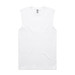 A white classic tank top with sleeveless design and a logo on the label. A white classic tank top with sleeveless design and a logo on the label.