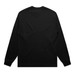 A long-sleeve black t-shirt featuring a plain back design, with fitted cuffs. It includes a branding logo.