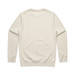 A cream-coloured sweater with long sleeves and a plain back. It features a logo on the garment.